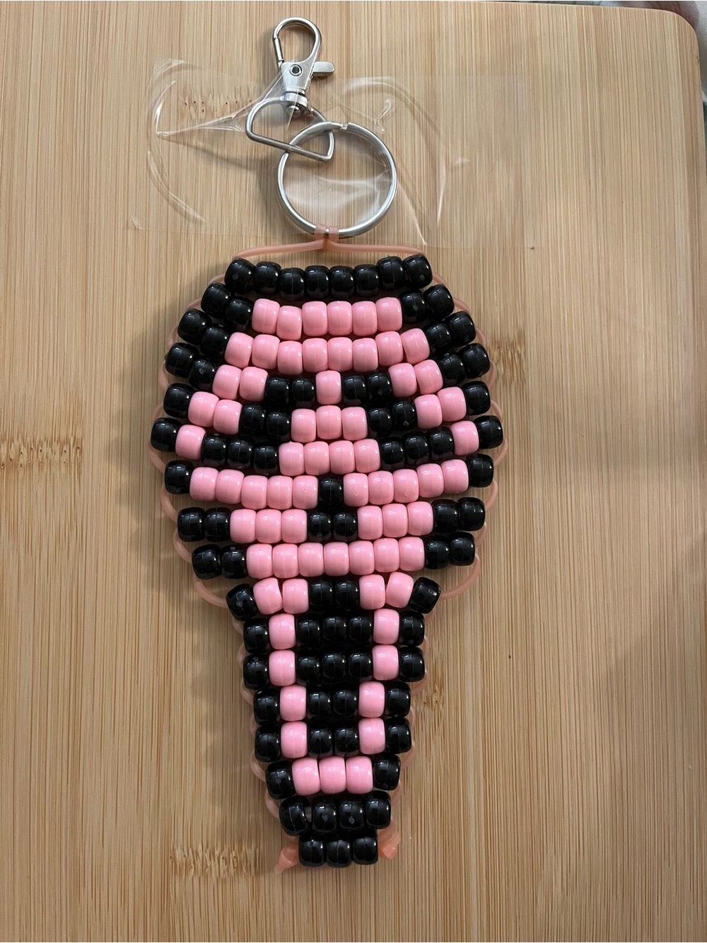 Handmade Ghostface Beaded Keychain - Pony Beads - Scream Horror
